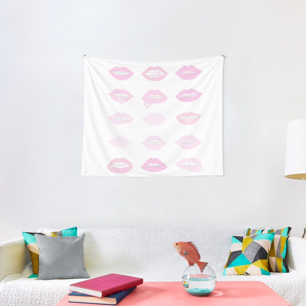 pink and blush lipstick lips Tapestry